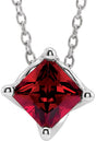 Platinum Square Lab-Grown Ruby Solitaire Necklace or Slide Pendant