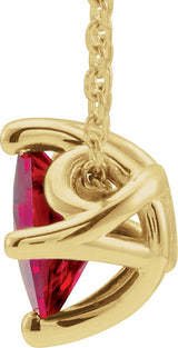 14K Gold Square Lab-Grown Ruby Solitaire Necklace or Slide Pendant - Yellow Gold - view 2