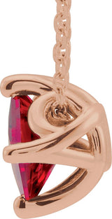 14K Gold Square Lab-Grown Ruby Solitaire Necklace or Slide Pendant - Rose Gold - view 2