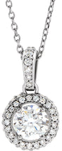 Platinum Round Natural Diamond Halo-Style Necklace