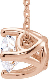 14K Gold Round Natural Diamond Solitaire Necklace or Slide Pendant - Rose Gold - view 2