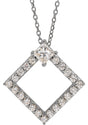 14K Gold Square Natural White Sapphire Accented Geometric Necklace or Pendant - Rose Gold
