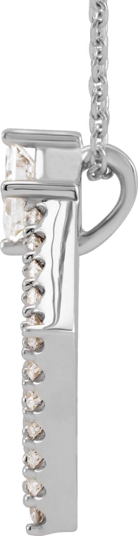 Platinum Square Natural White Sapphire Accented Geometric Necklace or Pendant - view 2
