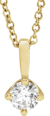14K Gold Round Natural Diamond Solitaire Necklace or Pendant – 3.9-5.9mm Stones - Yellow Gold