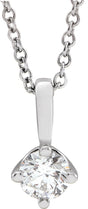 Platinum Round Natural Diamond Solitaire Necklace or Pendant – up to 0.02 CTW