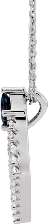 Platinum Square Natural Blue Sapphire Accented Geometric Necklace or Pendant - view 2