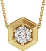 14K Gold Round Natural Diamond Geometric Necklace or Pendant – 1/2 CTW - Yellow Gold