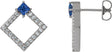 Platinum Square Natural Blue Sapphire Accented Geometric Earrings