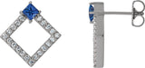 Platinum Square Natural Tanzanite Accented Geometric Earrings