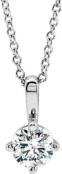 Platinum Round Natural White Sapphire Solitaire Necklace or Pendant II