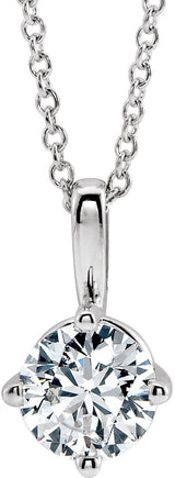 14K Gold Round Natural Diamond Solitaire Necklace or Pendant – 3.9-5.9mm Stones - White Gold