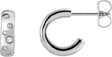 Platinum Round Natural Diamond Accented Hoop Earrings II