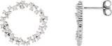 14K Gold Round Natural Diamond Accented Circle Earrings - White Gold