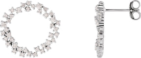 14K Gold Round Natural Diamond Accented Circle Earrings - White Gold
