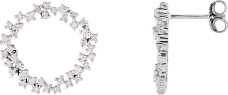 14K Gold Round Natural Diamond Accented Circle Earrings - White Gold