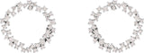 14K Gold Round Natural Diamond Accented Circle Earrings - White Gold - view 2