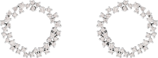14K Gold Round Natural Diamond Accented Circle Earrings - White Gold - view 2