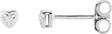 14K Gold Natural Diamond Round 3-Prong Youth Heart Earrings - White Gold