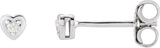 14K Gold Natural Diamond Round 3-Prong Youth Heart Earrings - White Gold