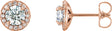 14K Gold Natural Diamond Round 4-Prong Halo-Style Earrings – 3.5-5mm Stones - Rose Gold