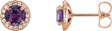 14K Gold Lab-Grown Alexandrite Round 4-Prong Halo-Style Earrings – 3.5-5mm Stones - Rose Gold