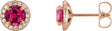 14K Gold Lab-Grown Ruby Round 4-Prong Halo-Style Earrings – 3.5-5mm Stones - Rose Gold