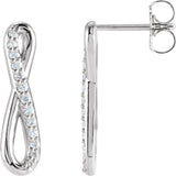 14K Gold Round Natural Diamond Infinity-Inspired Earrings II - White Gold