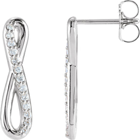 14K Gold Round Natural Diamond Infinity-Inspired Earrings II - White Gold