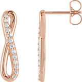 14K Gold Round Natural Diamond Infinity-Inspired Earrings II - Rose Gold