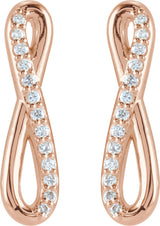 14K Gold Round Natural Diamond Infinity-Inspired Earrings II - Rose Gold - view 2