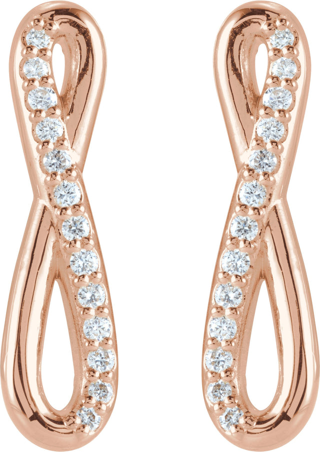 14K Gold Round Natural Diamond Infinity-Inspired Earrings II - Rose Gold - view 2