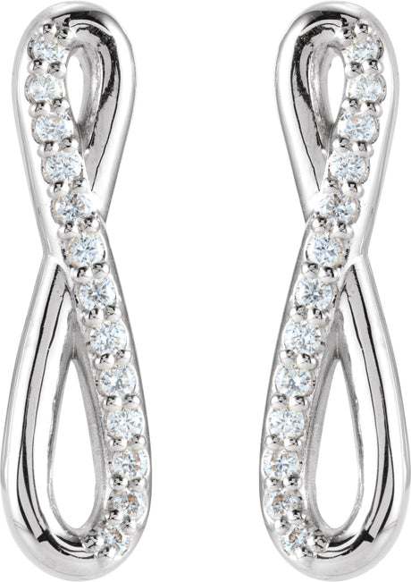 Platinum Round Natural Diamond Infinity-Inspired Earrings II - view 2