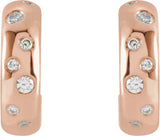 14K Gold Round Natural Diamond Accented Hoop Earrings VII - Rose Gold - view 2