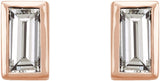 14K Gold Natural Diamond Straight Baguette Bezel-Set Stud Earrings - Rose Gold - view 2