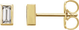 14K Gold Natural Diamond Straight Baguette Bezel-Set Stud Earrings - Yellow Gold