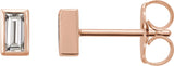 14K Gold Natural Diamond Straight Baguette Bezel-Set Stud Earrings - Rose Gold