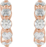 14K Gold Round Natural Diamond Accented Hoop Earrings – 2-3mm Stones - Rose Gold - view 2
