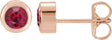 14K Gold Lab-Grown Ruby Round Bezel-Set Birthstone Stud Earrings - Rose Gold
