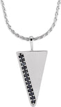 14K Gold Natural Black Diamond Triangle Necklace or Pendant - White Gold