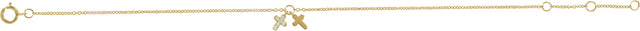 14K Gold Round Natural Diamond Adjustable Cross Bracelet - Yellow Gold - view 2