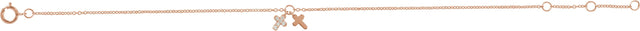14K Gold Round Natural Diamond Adjustable Cross Bracelet - Rose Gold - view 2