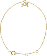 14K Gold Round Natural Diamond Adjustable Cross Bracelet - Yellow Gold