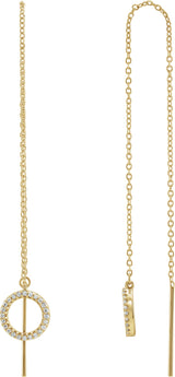 14K Gold Round Natural Diamond Geometric Threader Earrings - Yellow Gold
