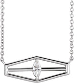 Platinum Marquise Natural Diamond Geometric Necklace