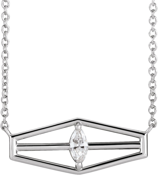 Platinum Marquise Natural Diamond Geometric Necklace