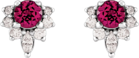 Platinum Round Natural Pink Tourmaline Accented Earrings - view 2