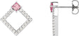 Platinum Square Natural Pink Tourmaline Accented Geometric Earrings
