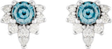14K Gold Round Natural Aquamarine Accented Earrings - White Gold - view 2