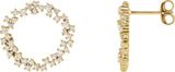 14K Gold Round Natural Diamond Accented Circle Earrings - Yellow Gold