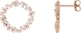 14K Gold Round Natural Diamond Accented Circle Earrings - Rose Gold